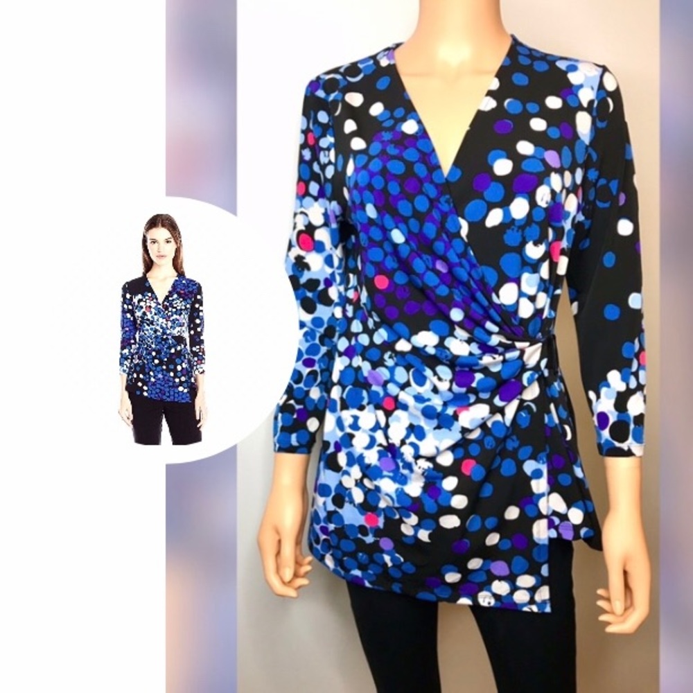 ANNE KLEIN WRAP BLOUSE WITH SIDE BUCKLE